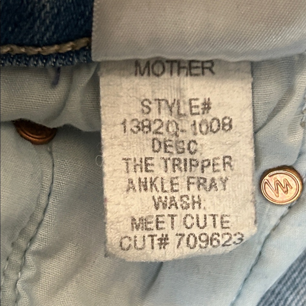 MOTHER The Tripper Ankle Fray Blue Stretch Denim Straight Leg Jeans - Picture 8 of 13